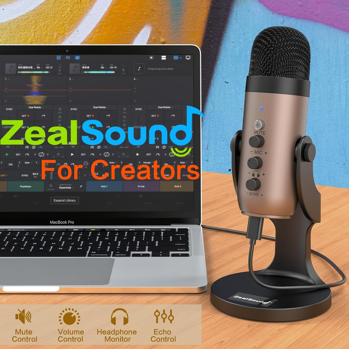 ZealSound Micrófono Podcast para PC, Micrófono USB con Cancelación...