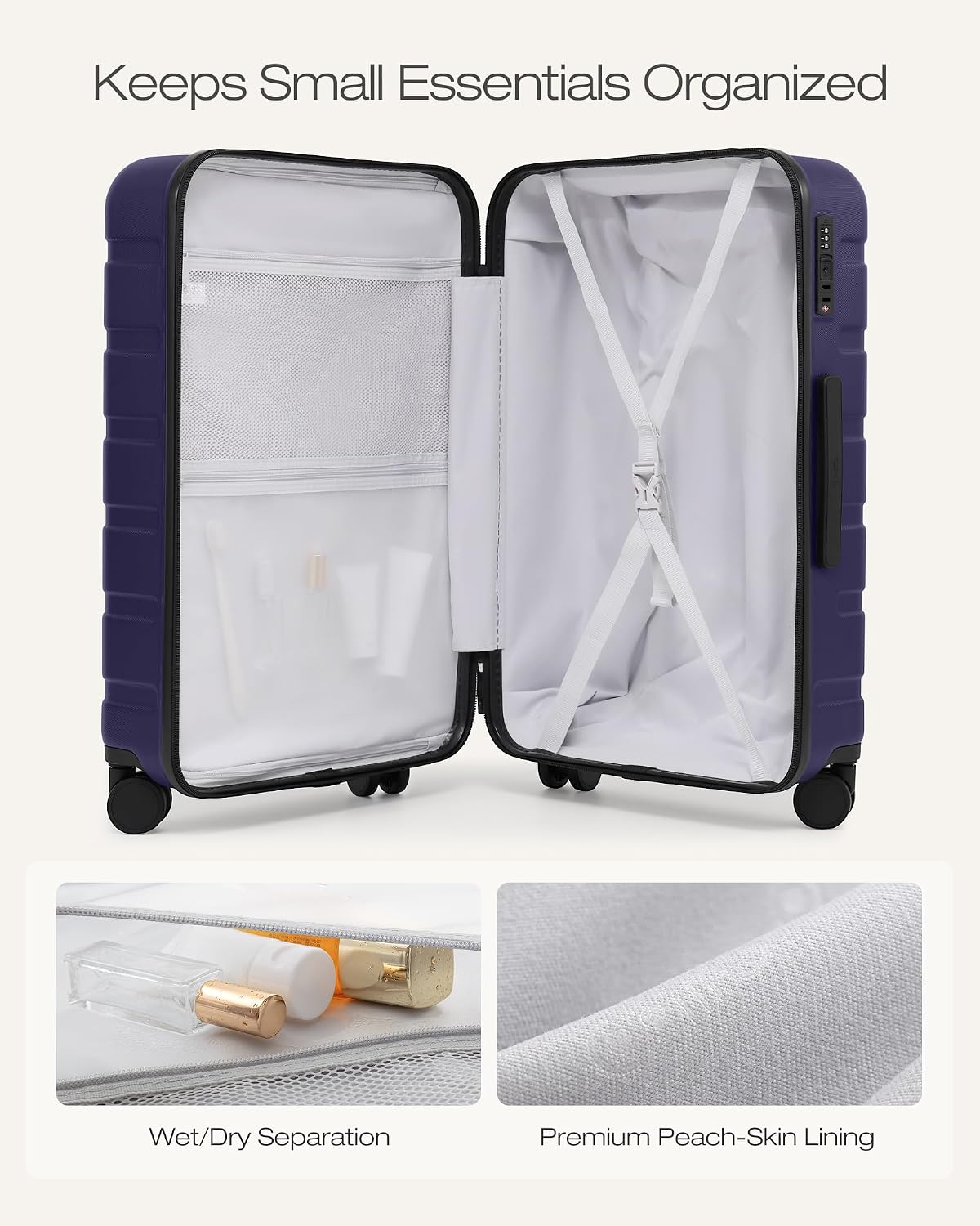 Coolife Juego de equipaje, 3 piezas de carcasa dura ligera y durade...
