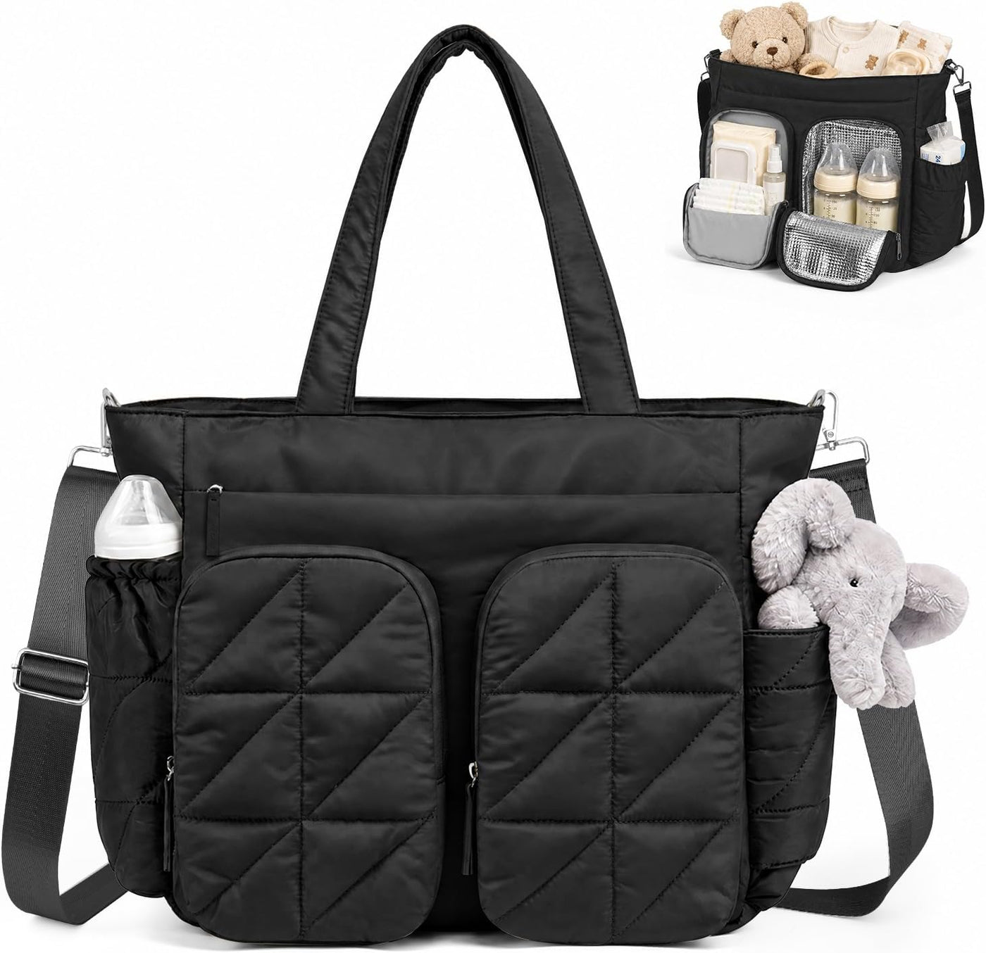 TOPEAST Bolsa de pañales, bolsa acolchada para bebé con bolsillos a...