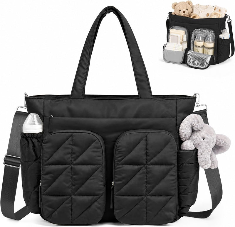 TOPEAST Bolsa de pañales, bolsa acolchada para bebé con bolsillos a...