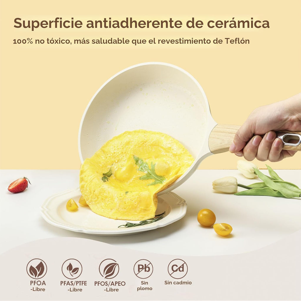SENSARTE Juego de utensilios de cocina de cerámica, juego de ollas...