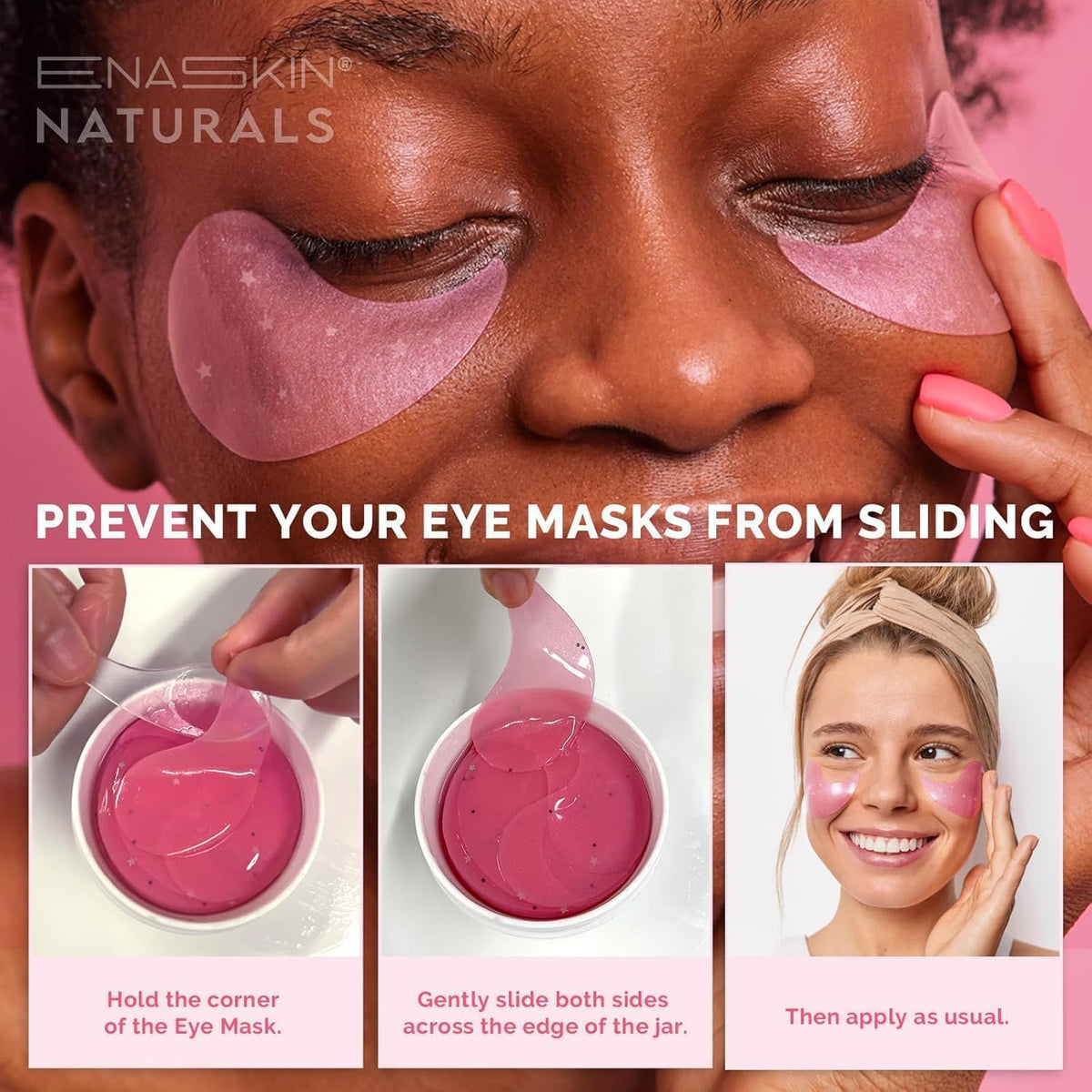 Kit de parches para debajo de los ojos: 120 piezas de cafeína rosa...