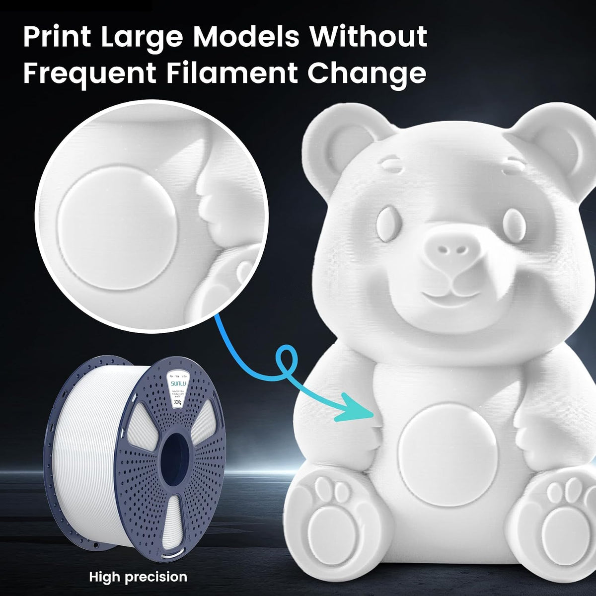 SUNLU Filamento PLA Plus para impresora 3D de 0.07 in, carrete gran...