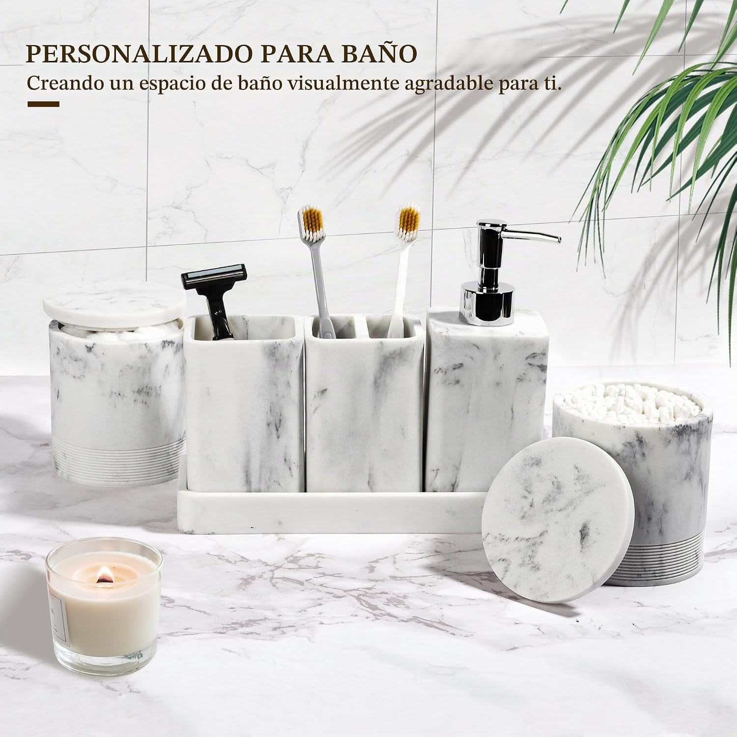 YMXYJM Juego de accesorios de baño, juego de dispensador de jabón d...