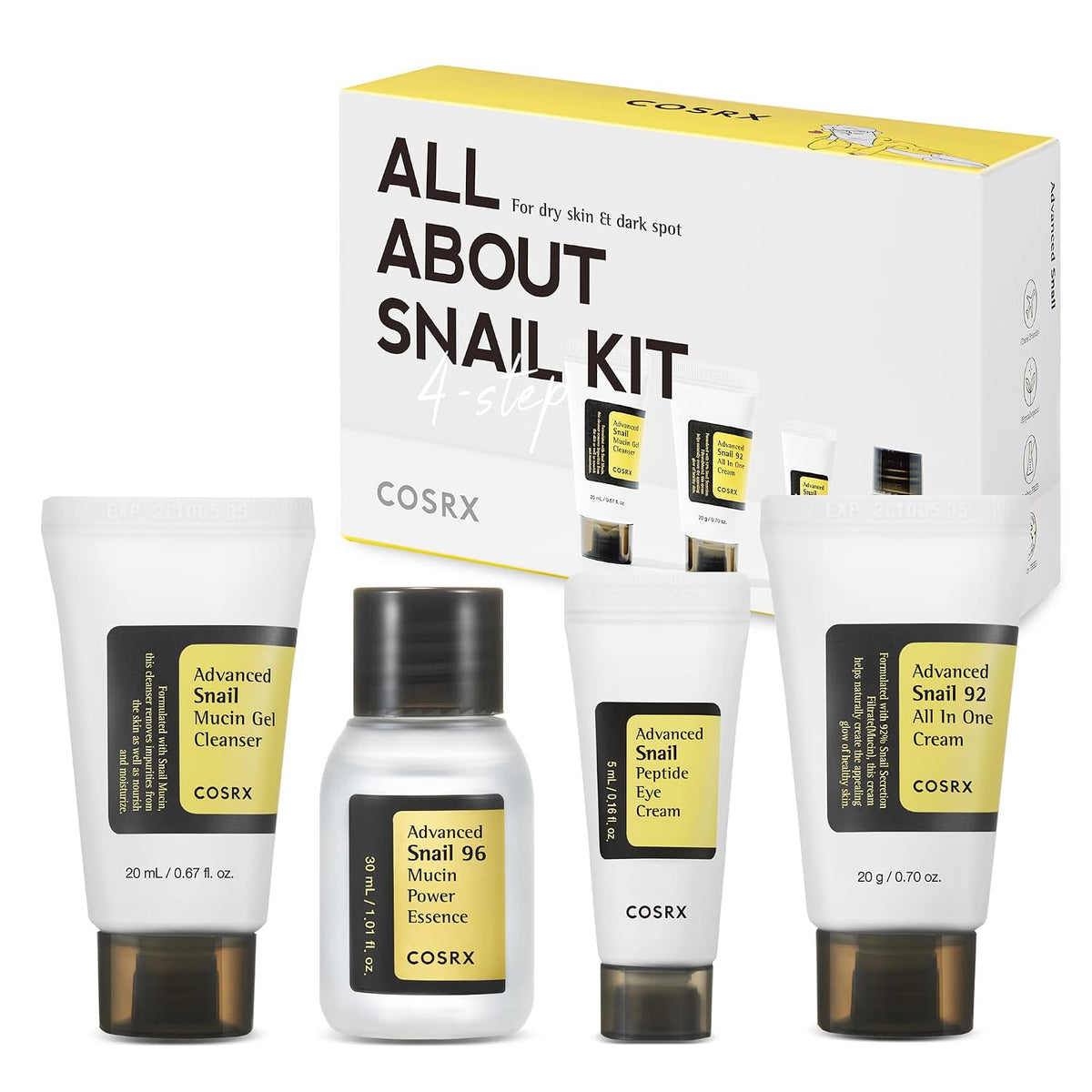 COSRX Todo sobre Snail Mucin Korean Skin Care Set, Mini Travel Esse...