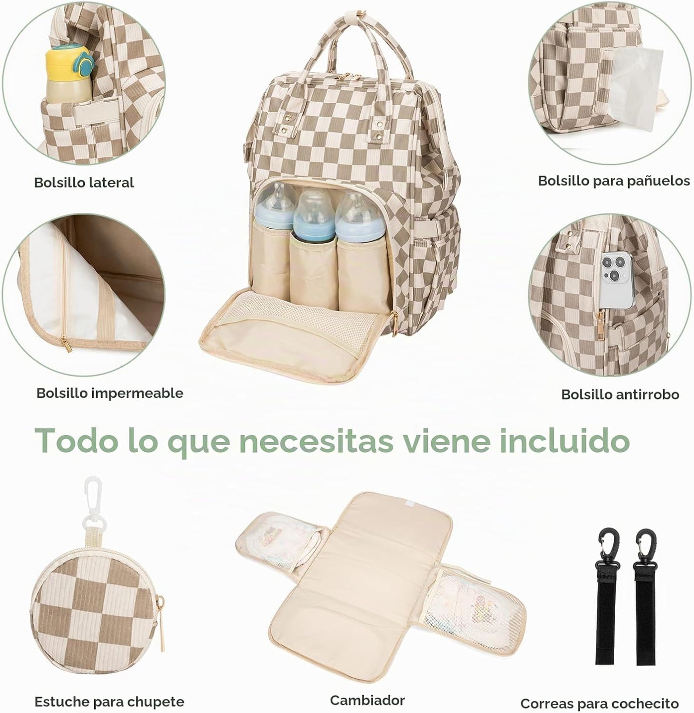 Mochila para pañales para mamá, bolsa de viaje de gran capacidad pa...