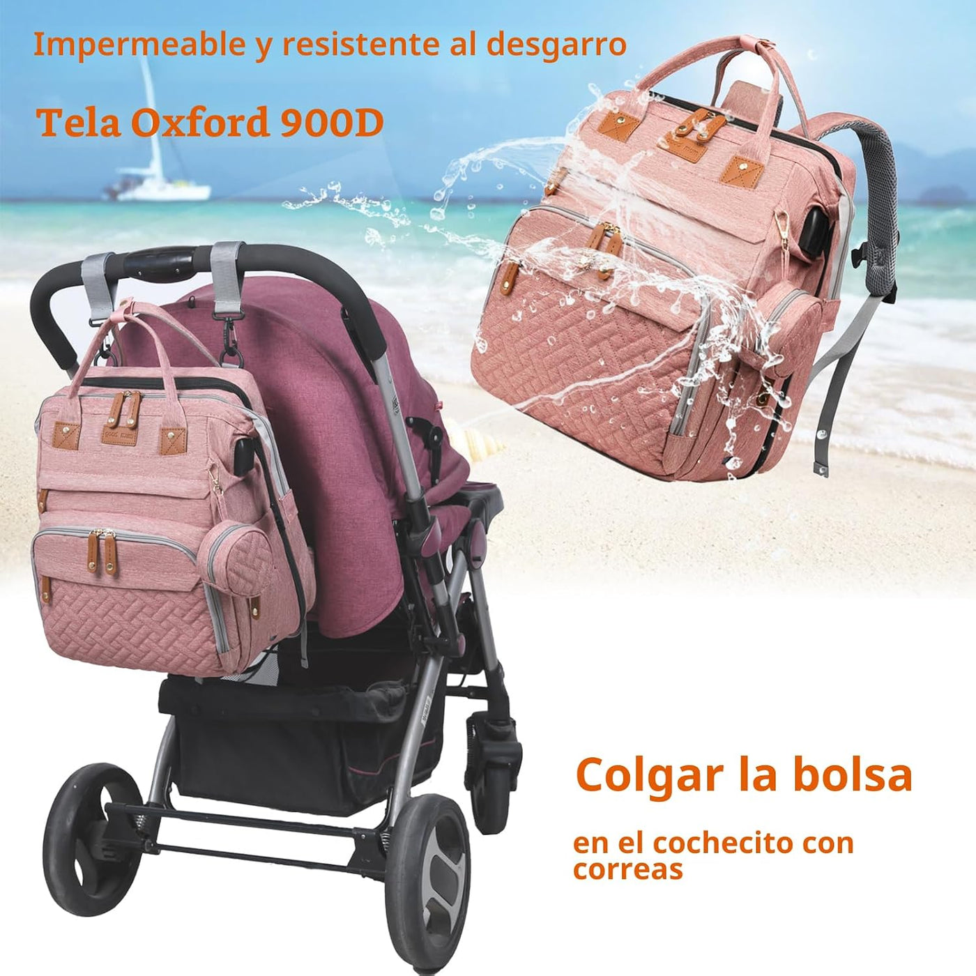 Astro alan - Mochila para pañales de bebé con cambiador, impermeabl...
