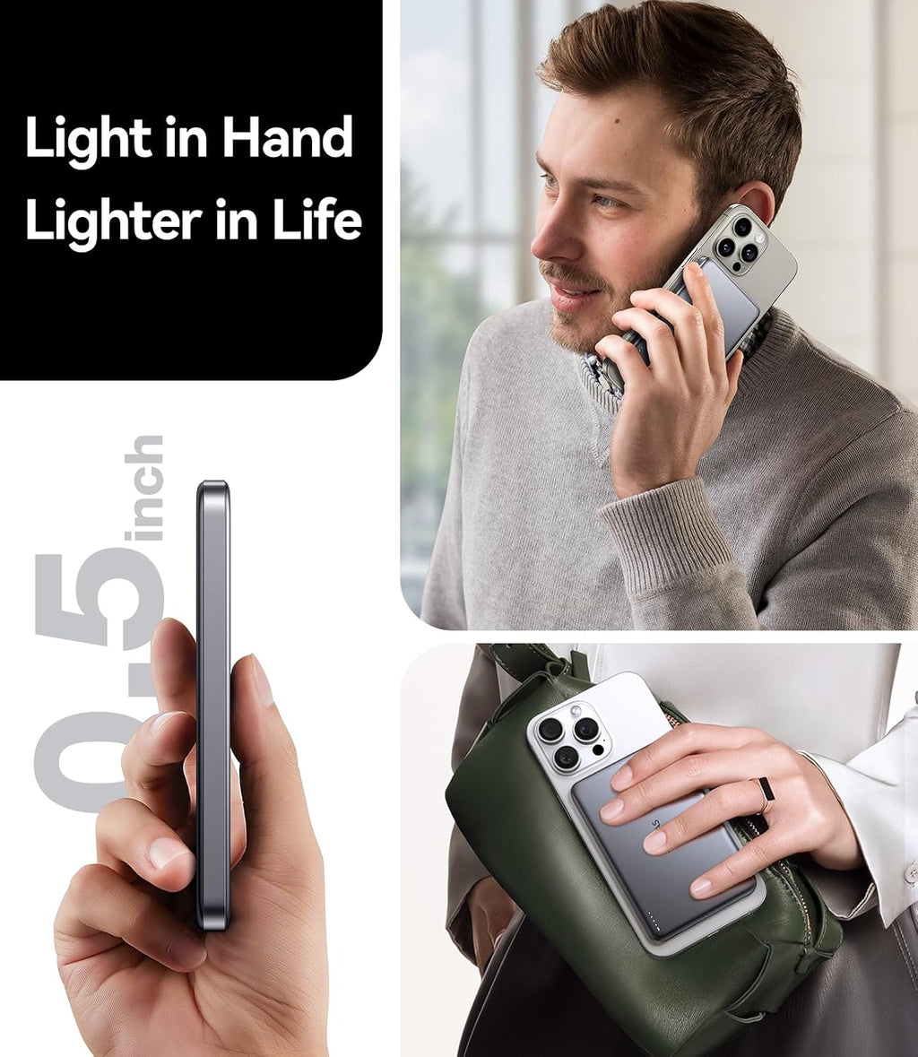 TORRAS MiniMag Power Bank, cargador portátil inalámbrico magnético...