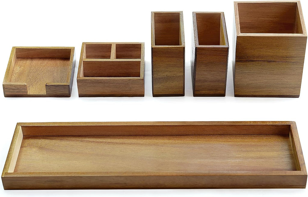 Bandeja de tocador de madera ROCDEER, organizador de mostrador de b...