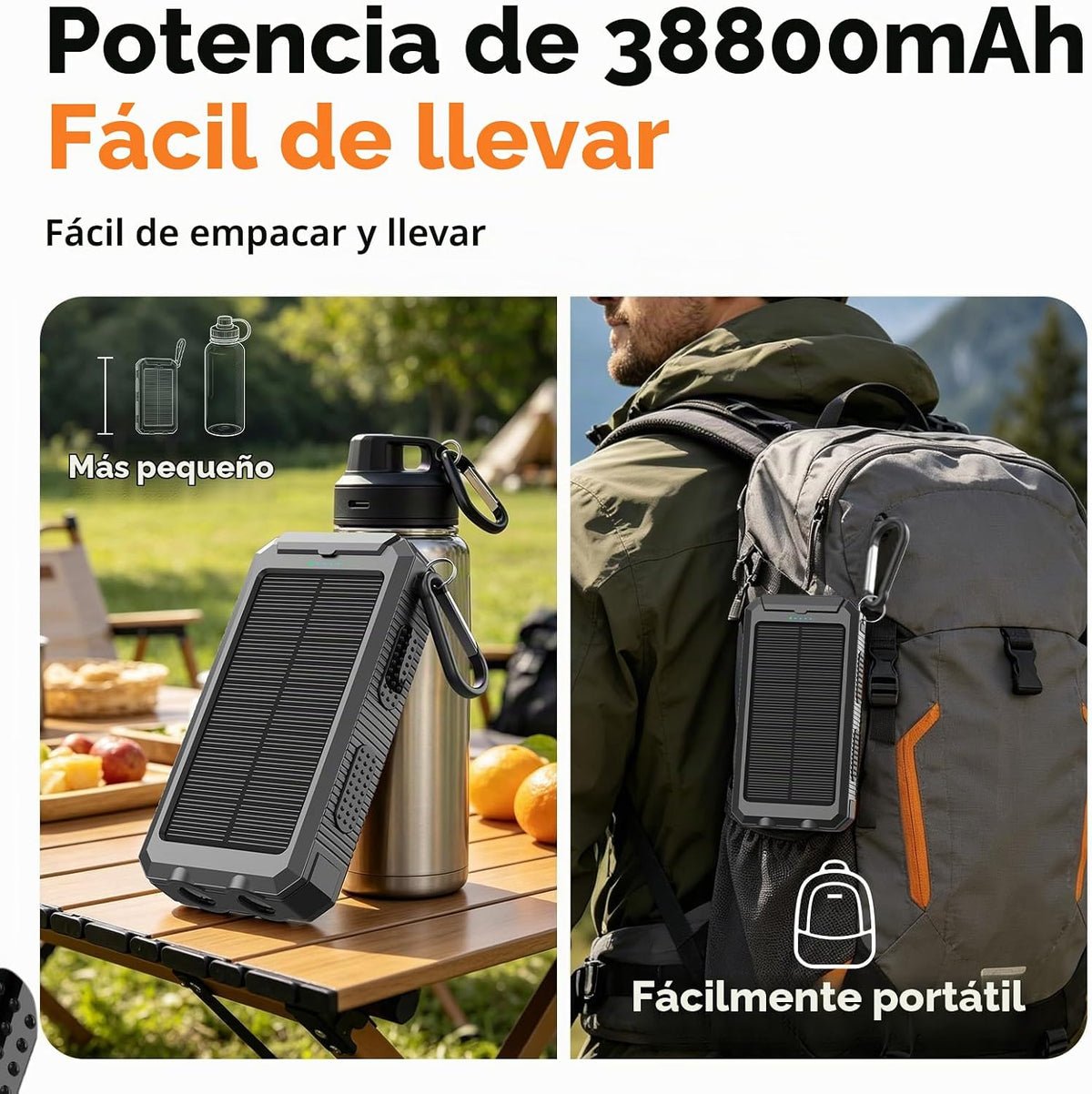 Banco de energía solar 38800mAh cargador portátil para teléfono con...