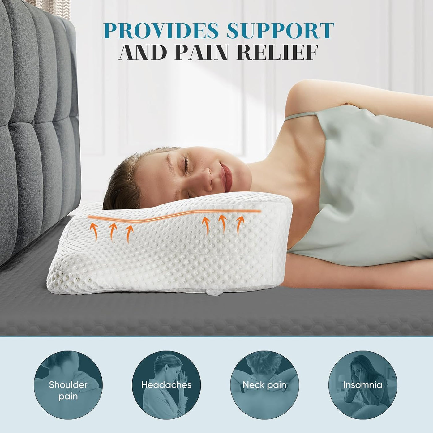 Sweetcrispy Almohada cervical para cuello y hombro, almohadas ergon...