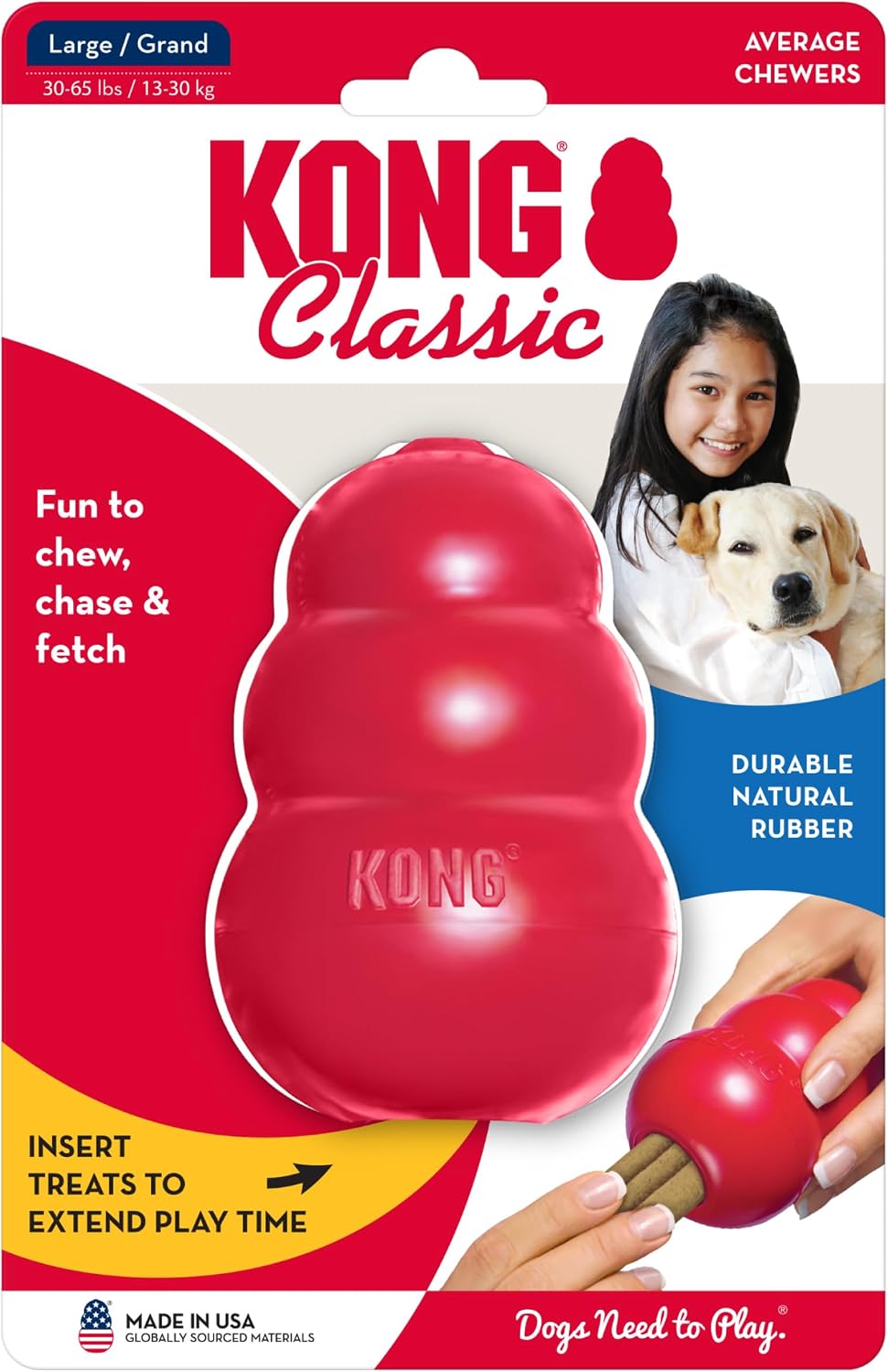 Juguete de perro rellenable clásico KONG - Juguete para morder y bu...