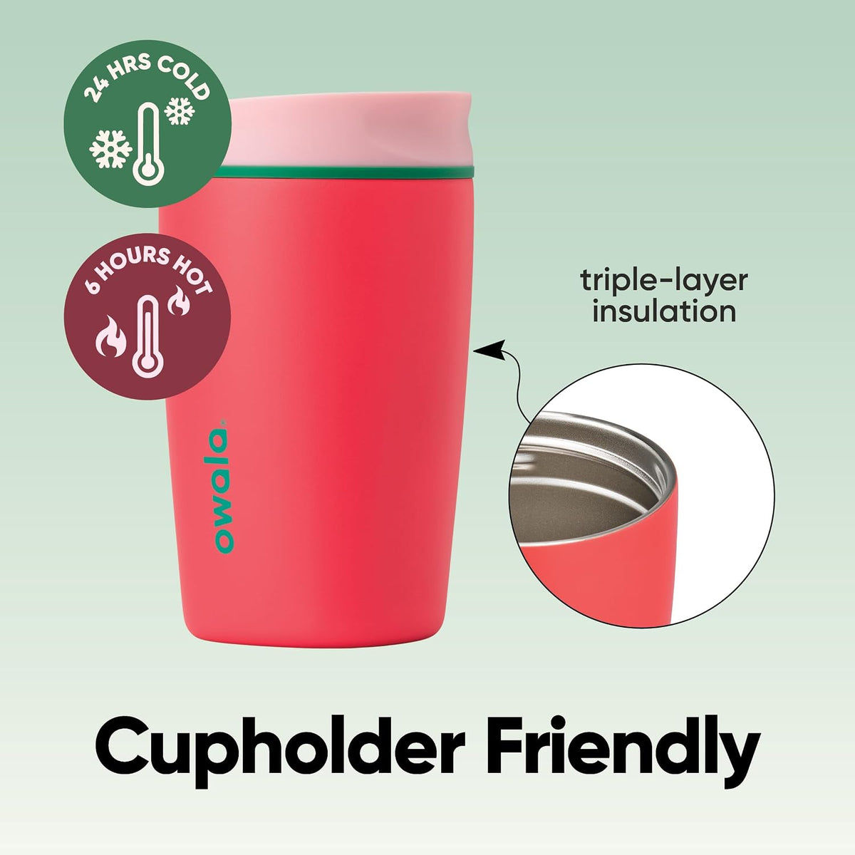 Owala SmoothSip Slider Vaso Térmico de Café de Acero Inoxidable Ais...