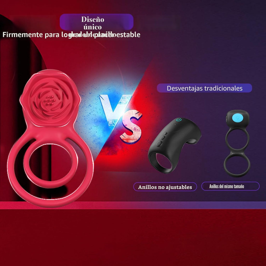 Anillo vibrador para el pene con estimulador de clítoris rosa, vibr...