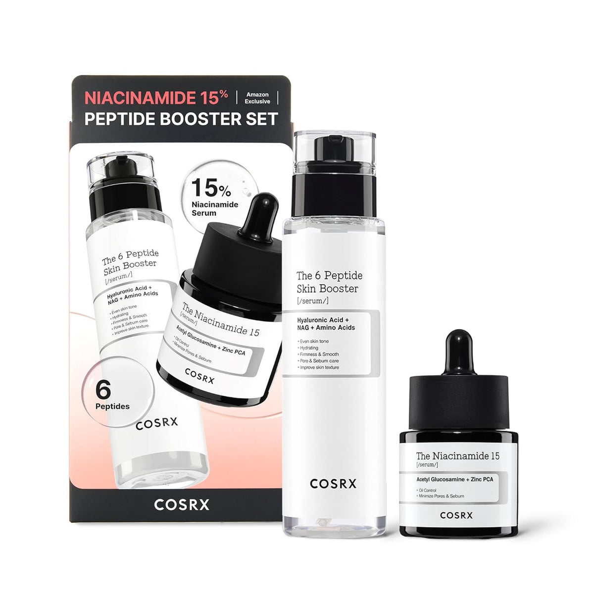 COSRX Niacinamida 15%, Peptide Booster Serum Set, Cuidado de Poros...