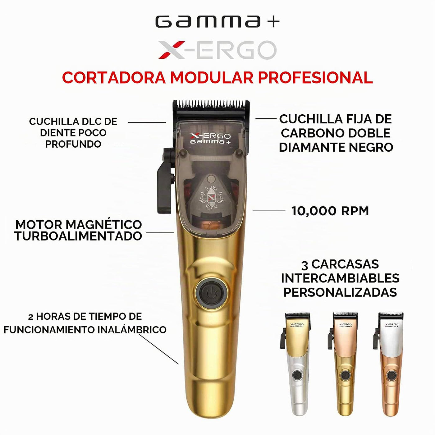GAMMA+ Cortapelos profesional XErgo y cortadora de pelo profesional...