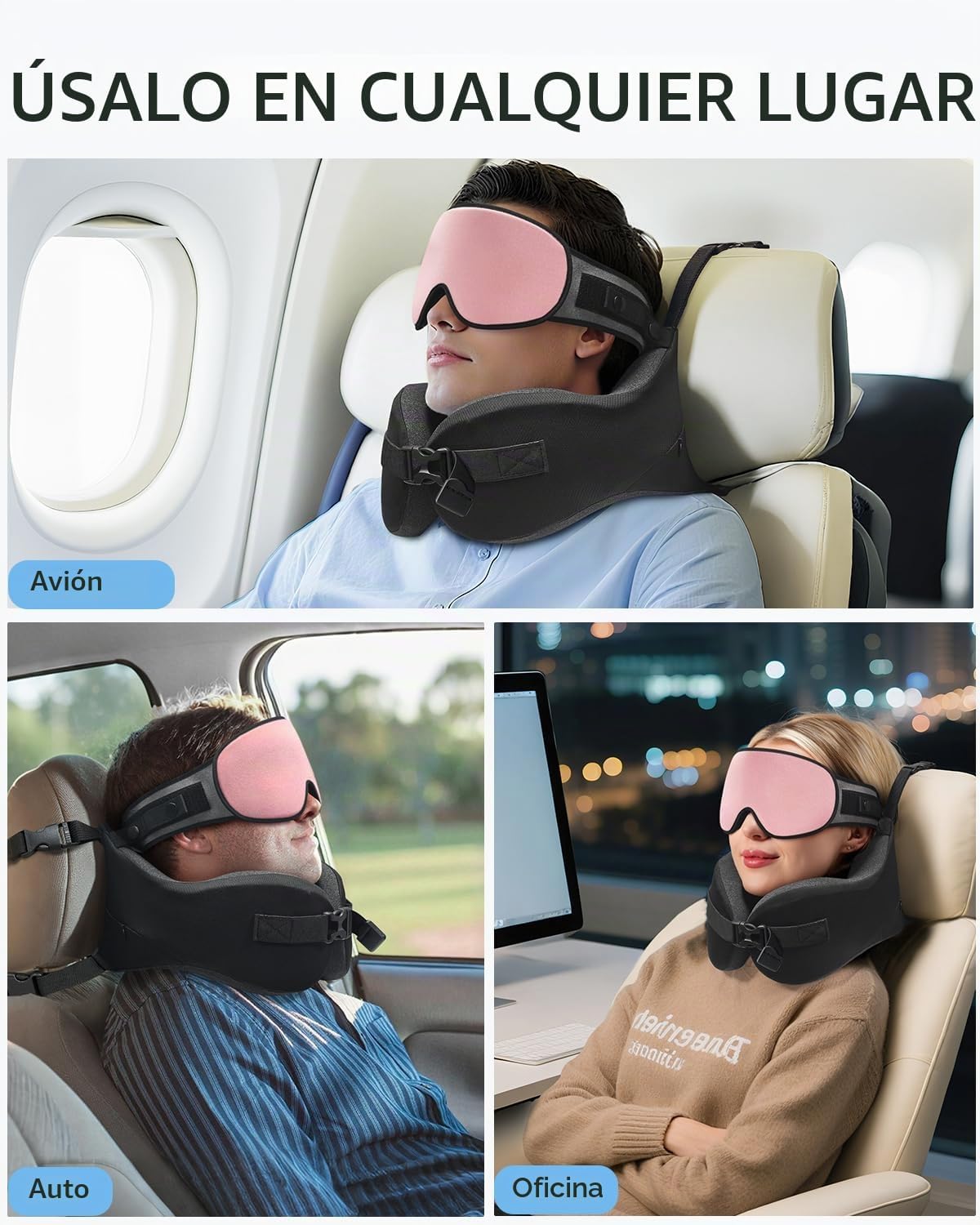 YFONG Almohada de viaje para avión de vuelo largo, combo de correa...