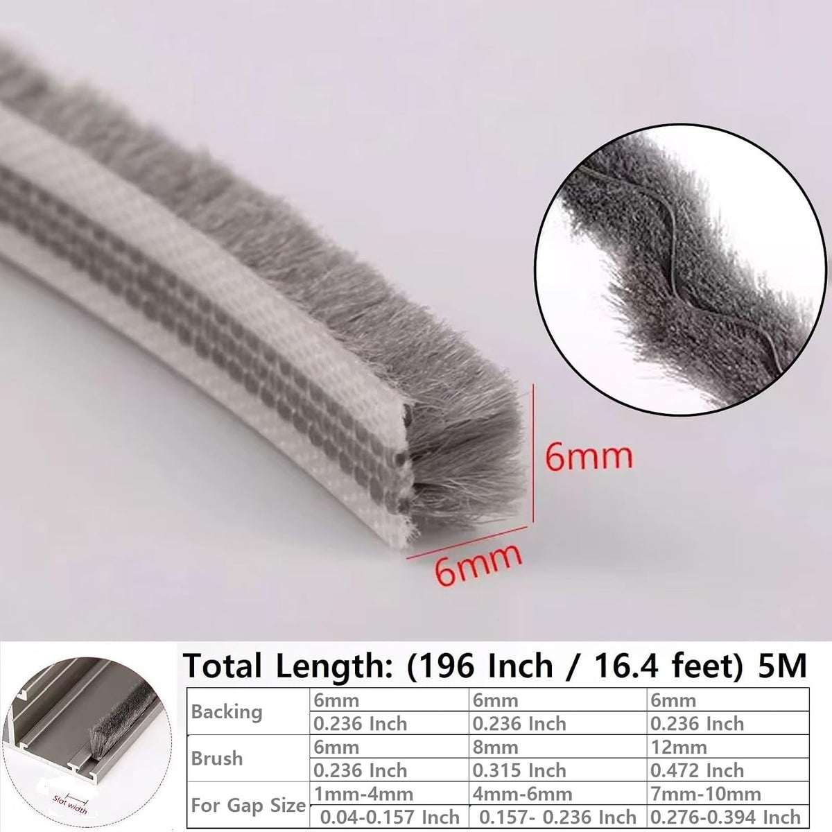 Zjclx 5m (16 pies) Cepillo para polvo de rayas de clima Tira de sel...
