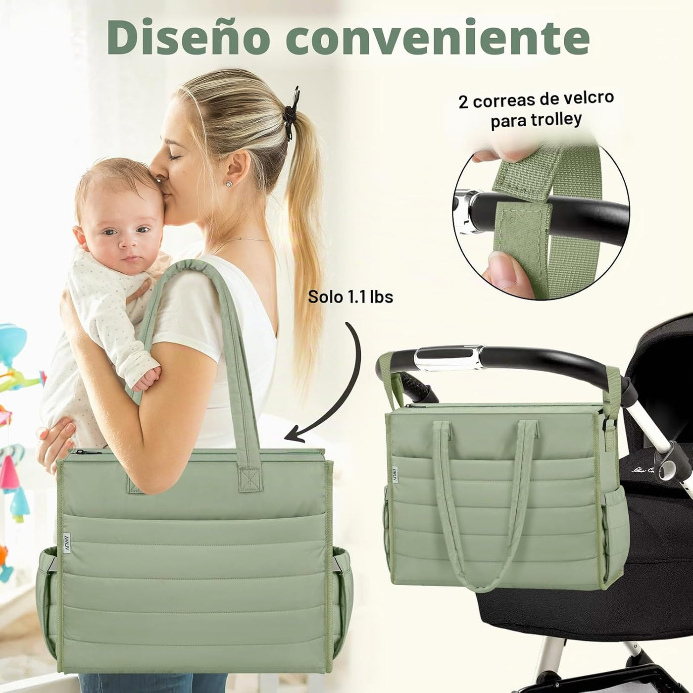 IBFUN Bolso de Pañales para Bebé - Bolso Grande para Bebé 4Pcs con...