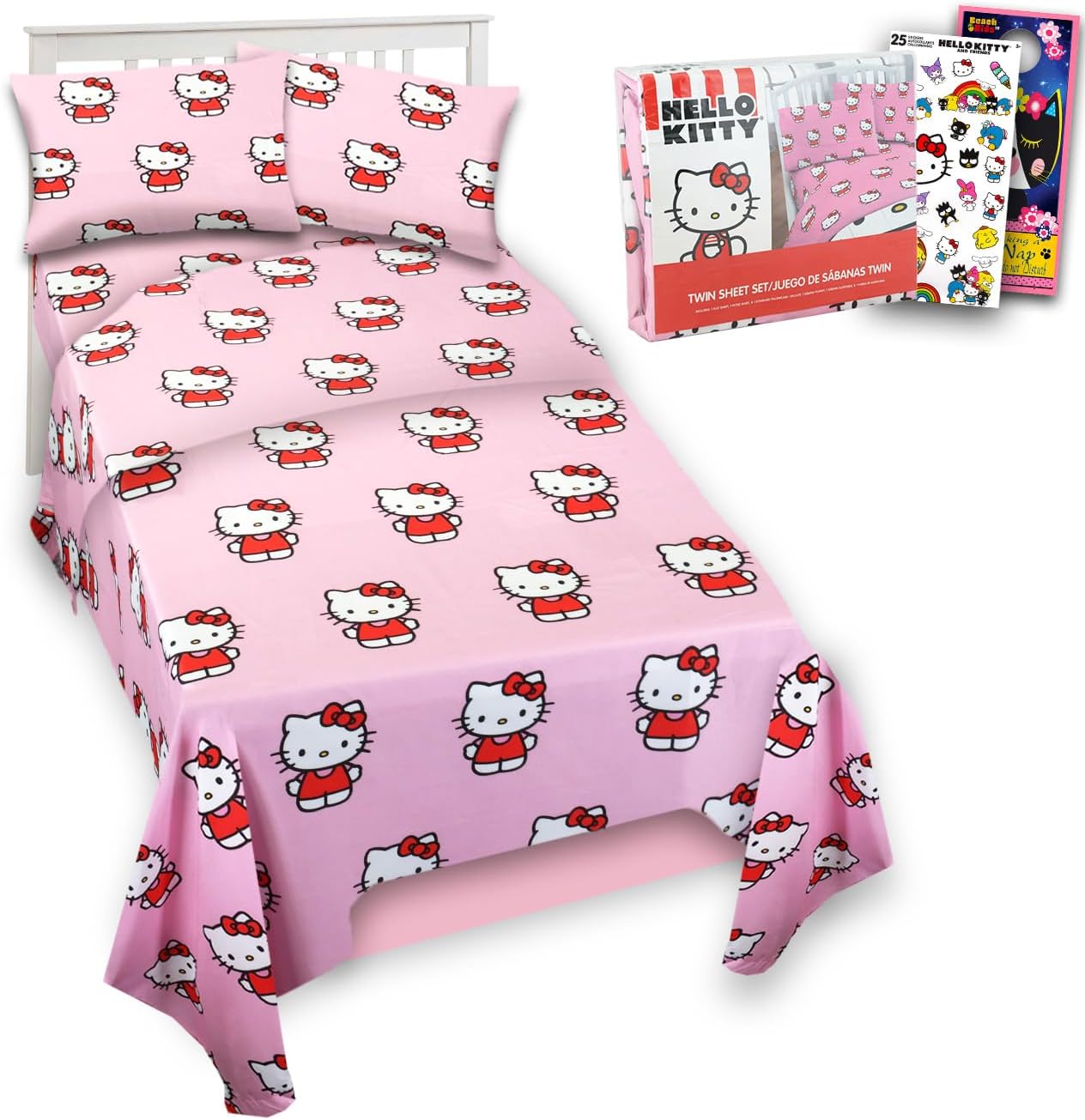 Juego de sábanas Hello Kitty - Paquete de ropa de cama Hello Kitty...