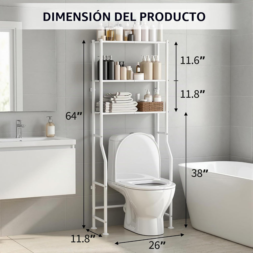 ASCENREST Almacenamiento de inodoro de 3 niveles, antipunta, 64 pul...