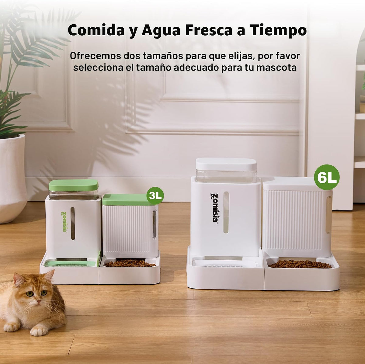 ZOMISIA - Alimentador de gravedad para gatos y dispensador de agua,...