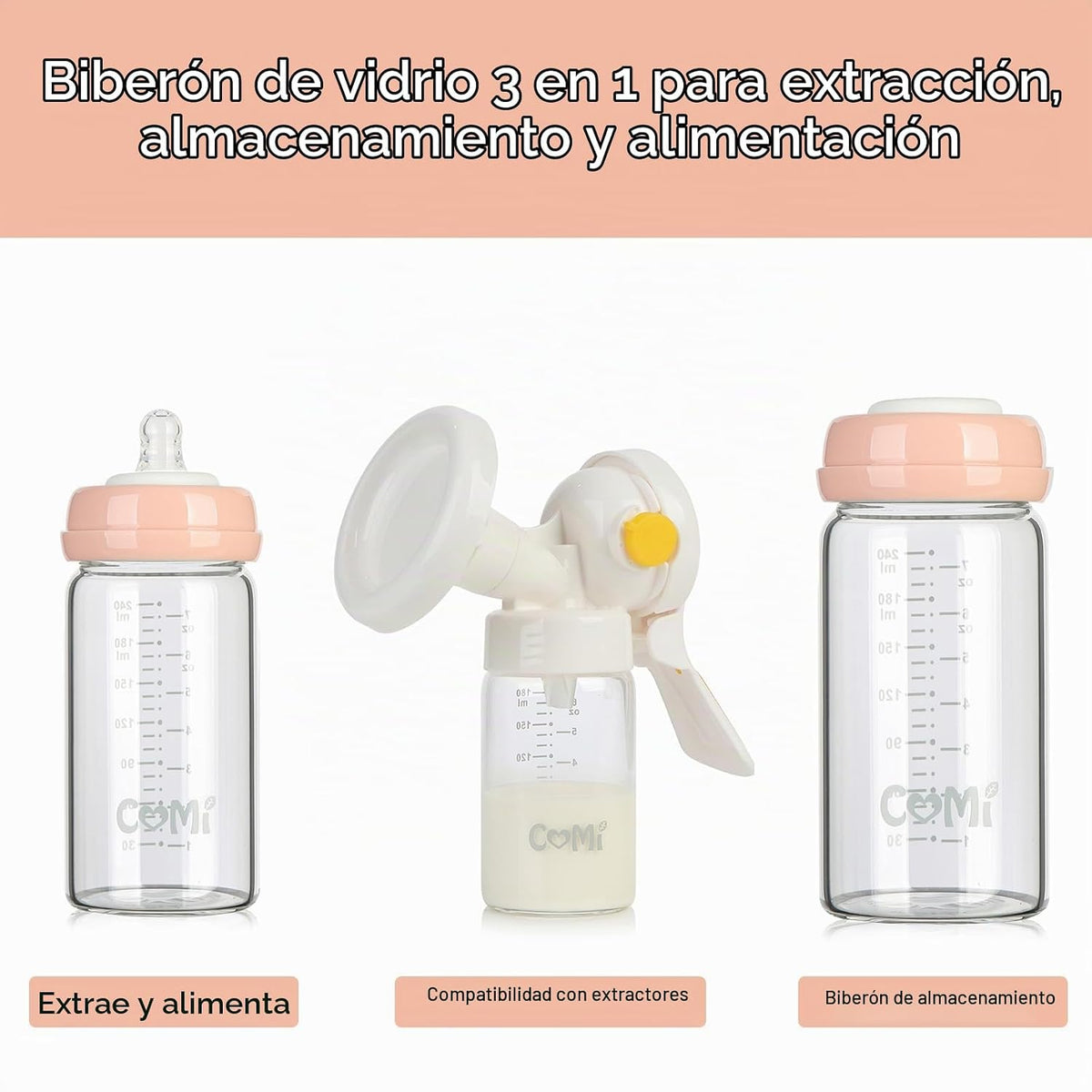 COMI Botella de Almacenamiento y Recolección de Leche Materna de Cu...