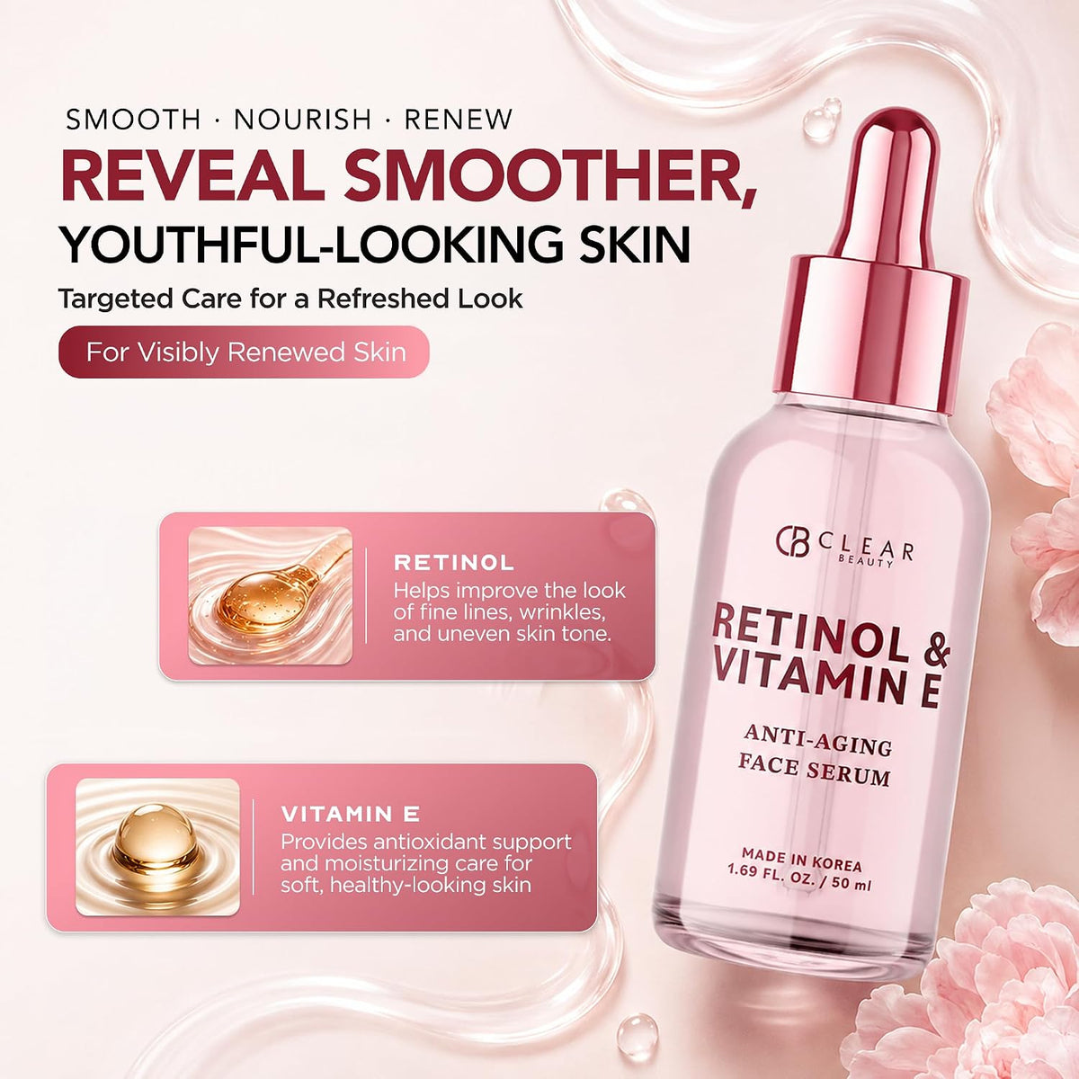 Clear Beauty Suero de retinol para rostro con vitamina E \u2013 Cui...