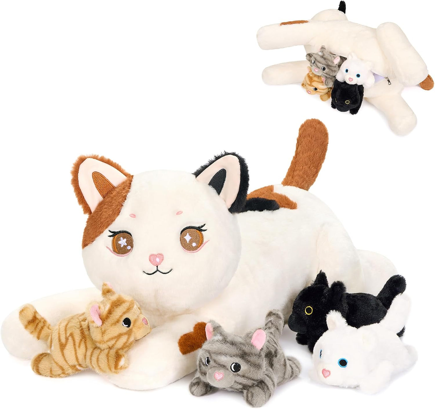 Onsoyours Original 5 piezas de animales de peluche de gato con bebé...