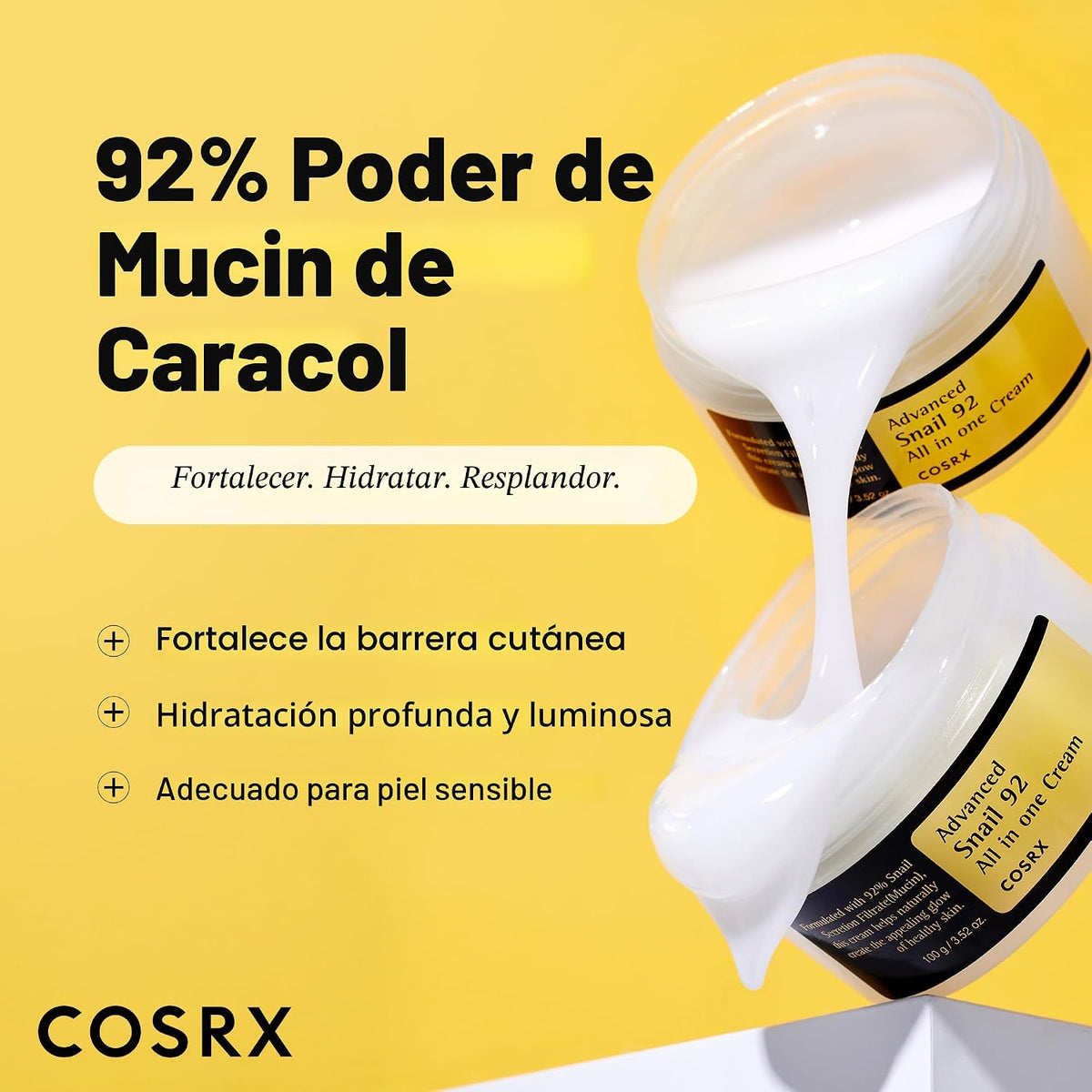 COSRX Caracol Mucin 92% hidratante facial paquete de 2 (3.52 onzas...