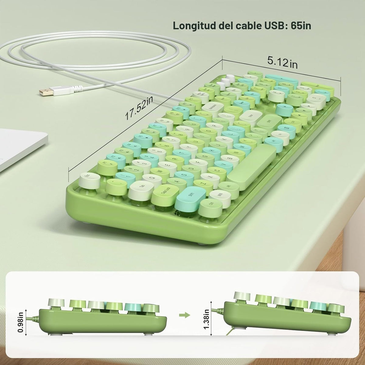 MOFII Teclado con cable, USB de tamaño completo Plug &amp; Play, te...