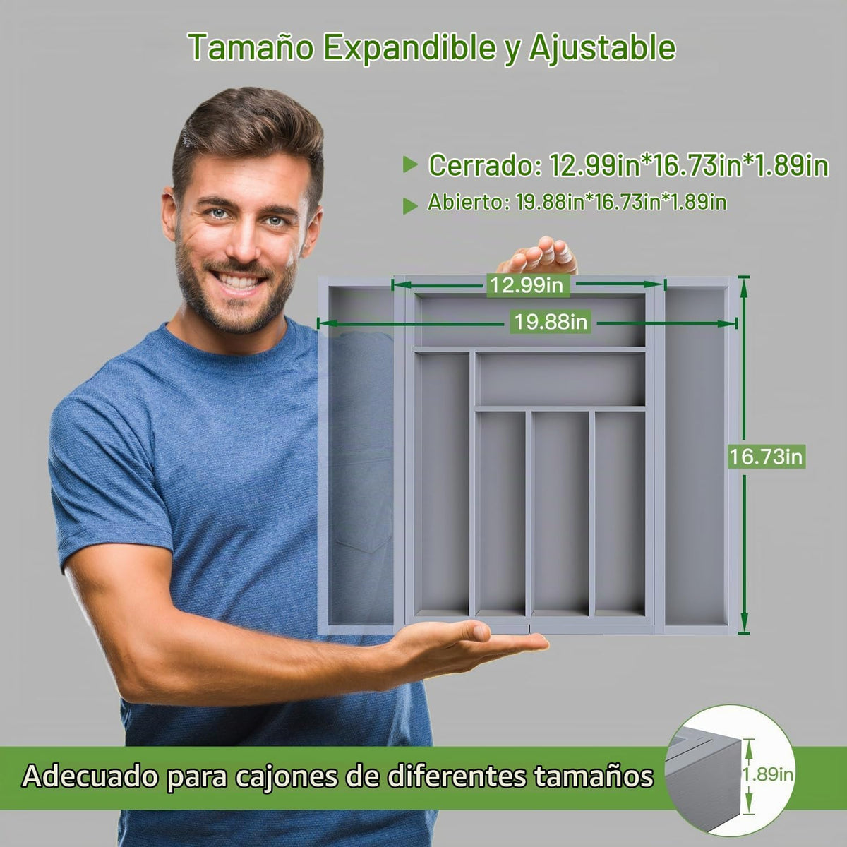 Pipishell Organizador de cajones expandible de bambú para soporte d...