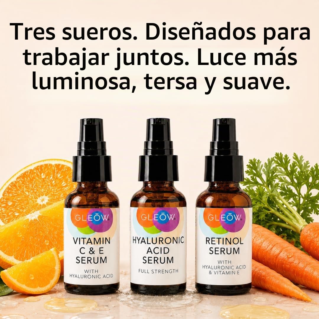 GLEOW - Set de cuidado de la piel: retinol, vitamina C y suero de á...