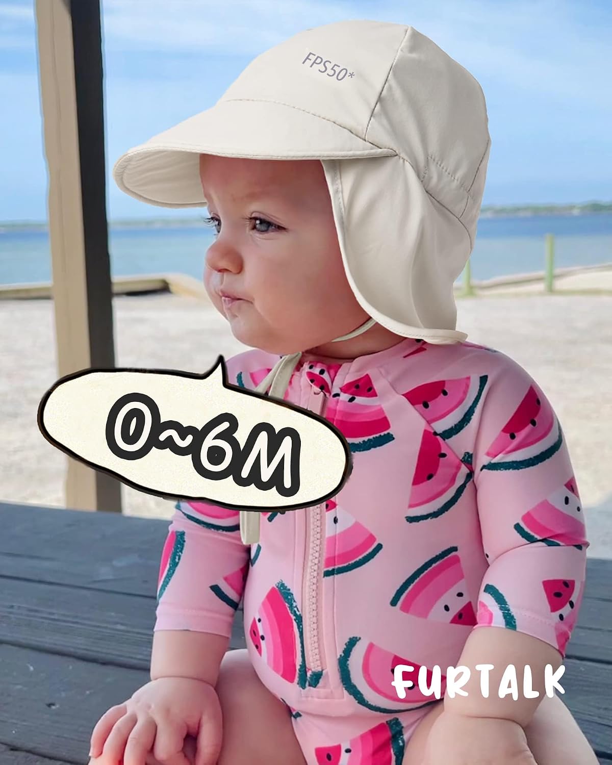 FURTALK Sombrero de sol para bebé con solapa en el cuello UPF 50+ s...