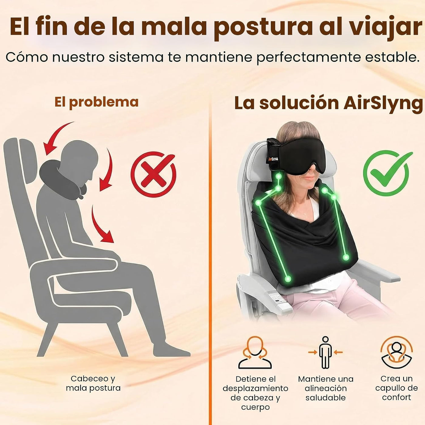 Sistema de apoyo para dormir de avión 3 en 1, accesorios integrados...