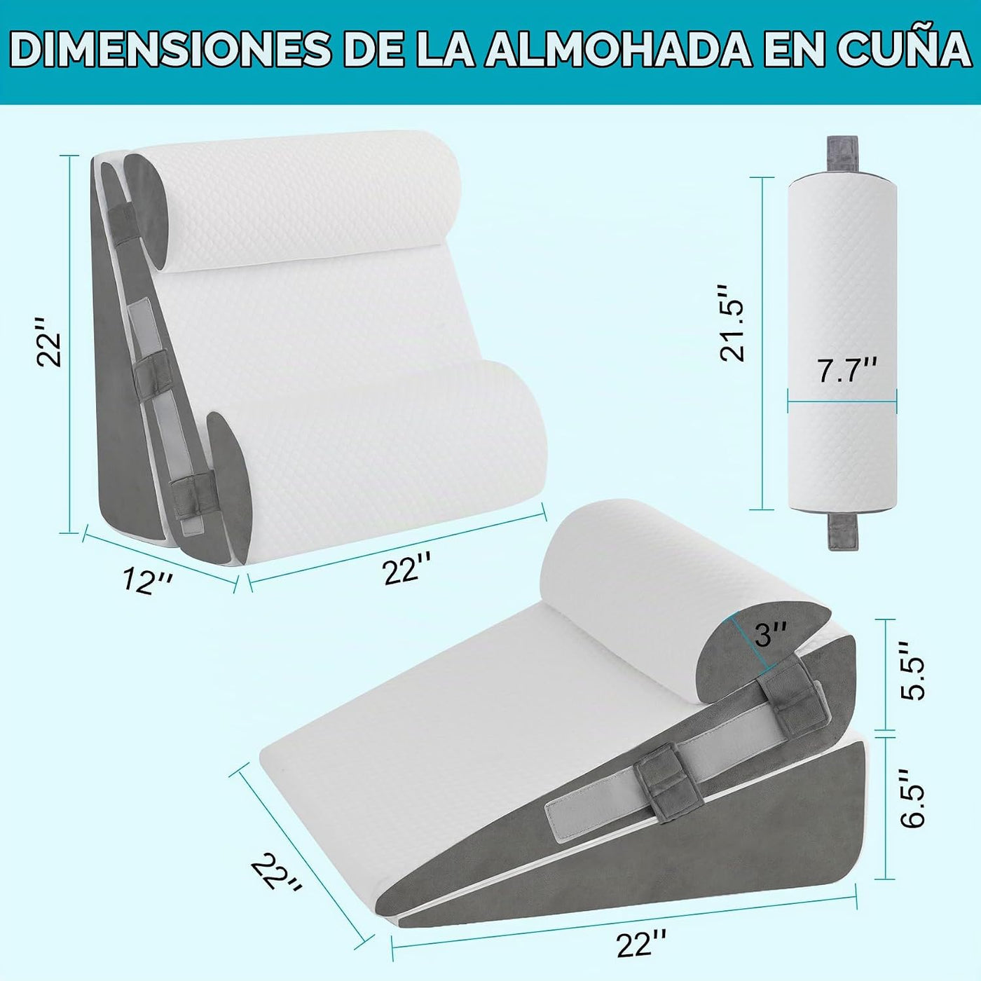 WGAKCED Juego de 4 almohadas de cuña para después de la cirugía, al...