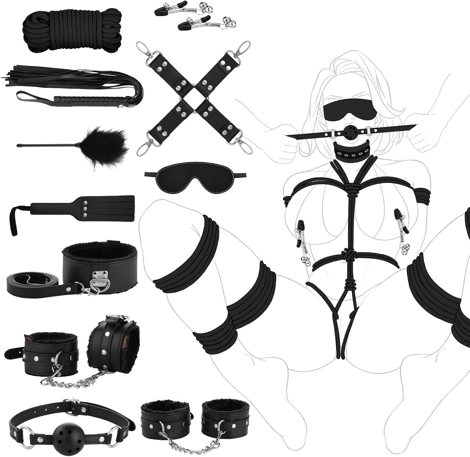 UTIMI BDSM Bondage Kit Juguetes sexuales, Restricciones sexuales de...