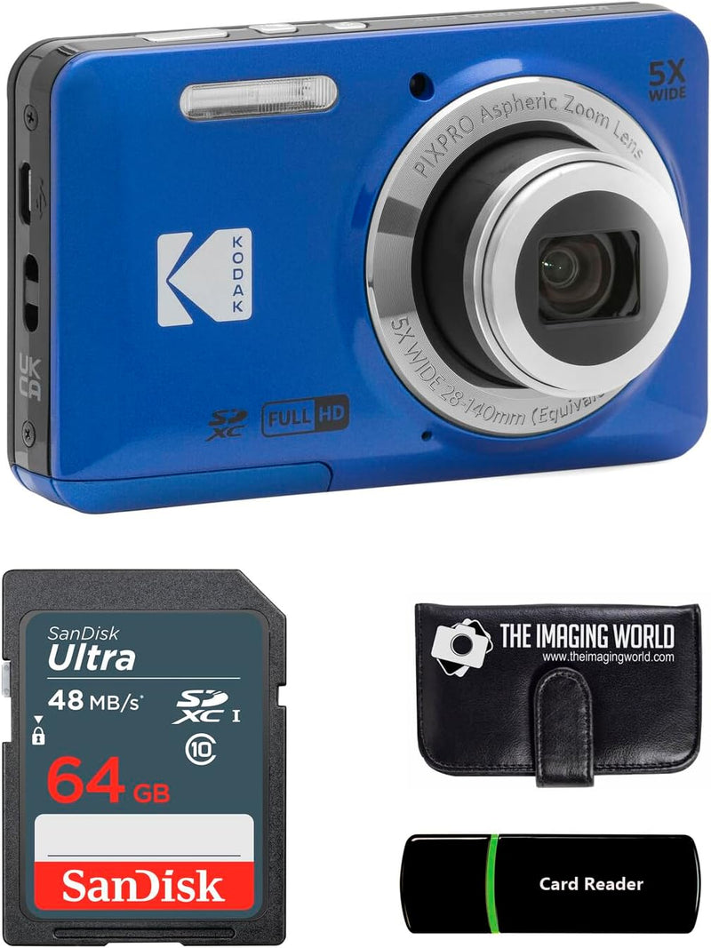 Kodak PIXPRO FZ55 - Cámara digital azul de 16 MP con zoom óptico 5X...