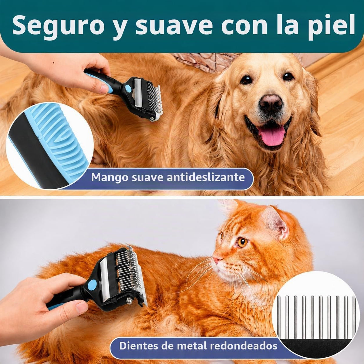 PINKIELINK - Herramienta de aseo para mascotas 3 en 1, rastrillo de...