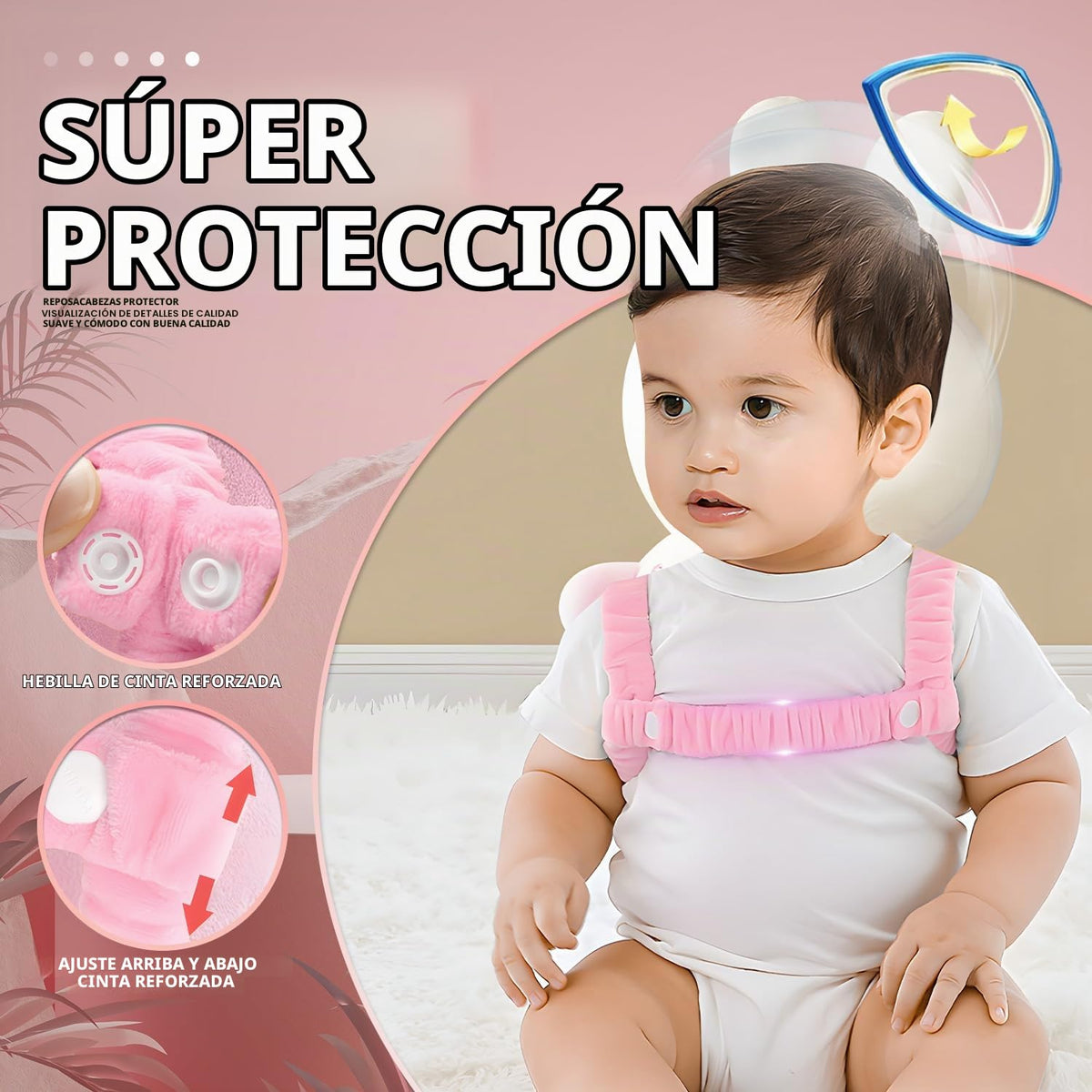 Protector de cabeza de bebé, mochila ajustable para protección de c...