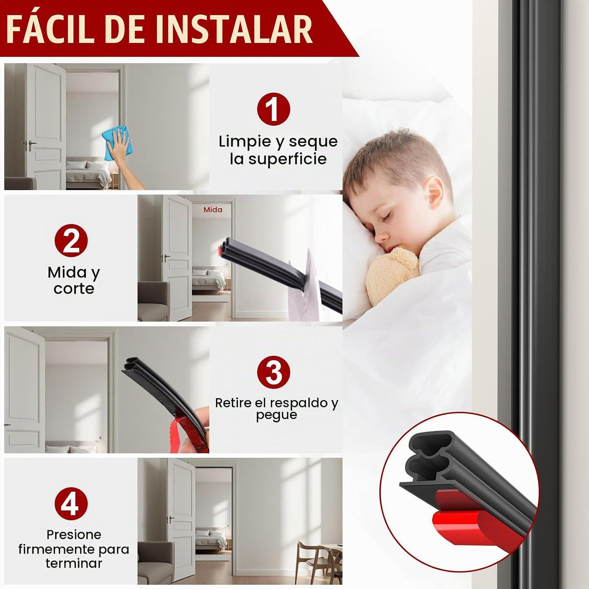 alophoty Burlete para puerta de 32.8 pies \u2013 Tira de sellado de...