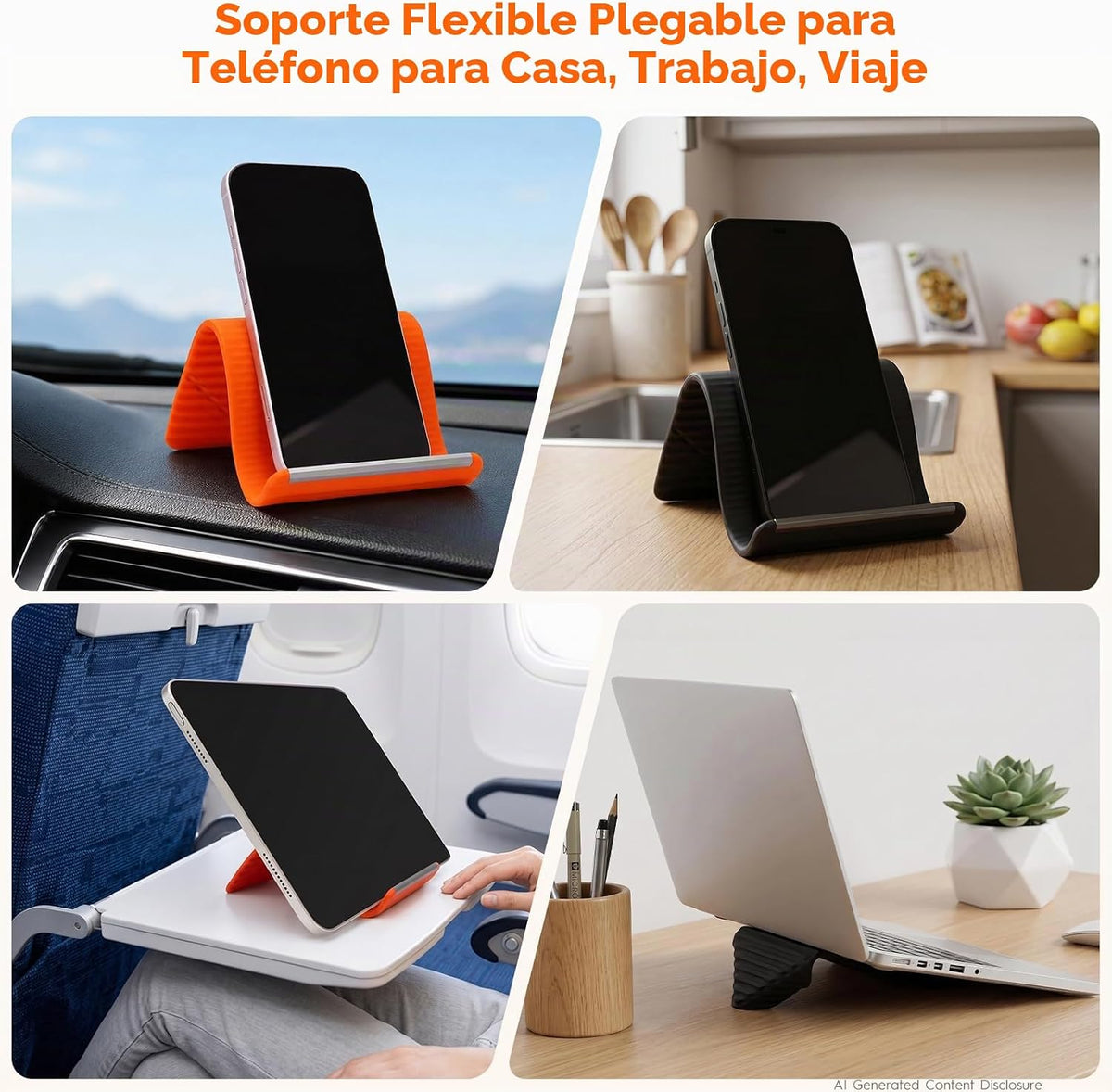 SINSETU Paquete de 2 soportes de silicona plegables ajustables para...