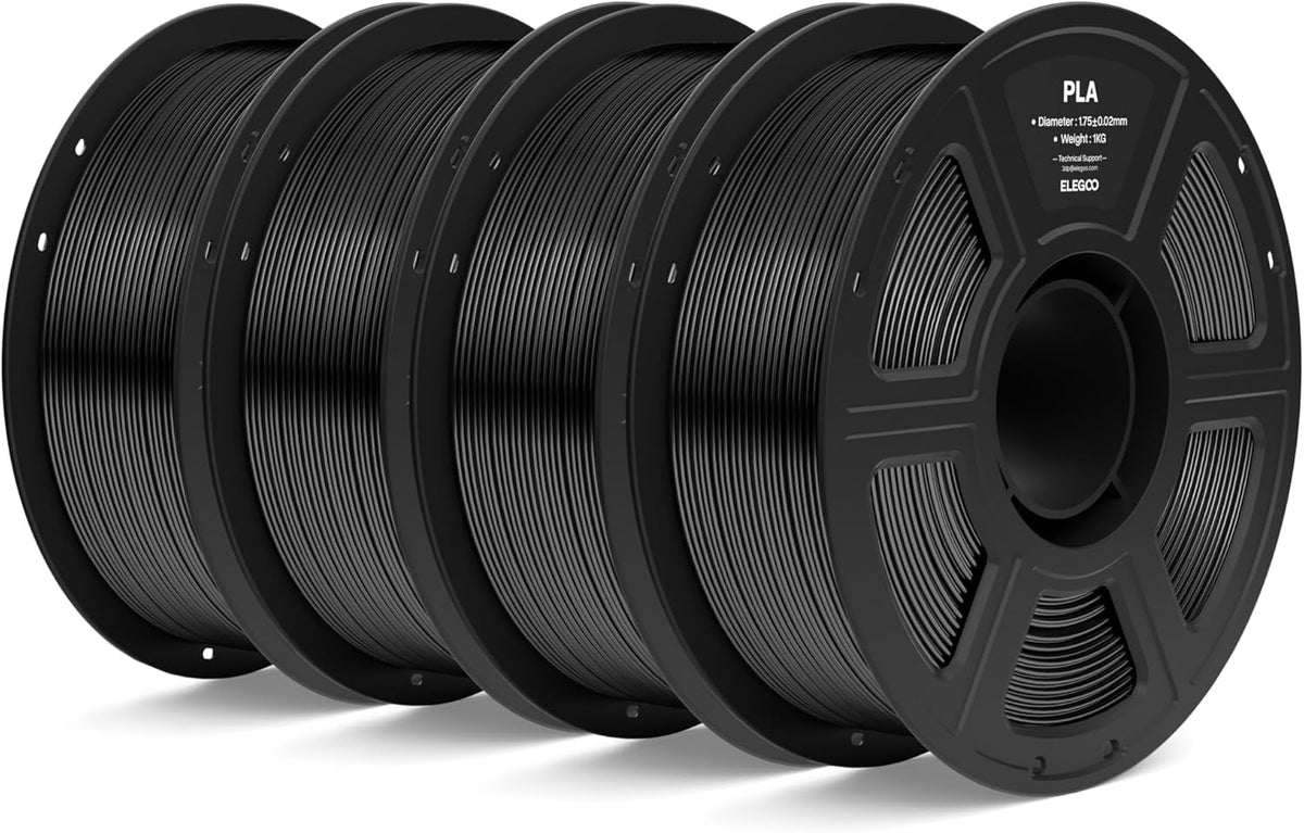 ELEGOO Filamento PLA 1.75mm Negro 4KG, Filamento para Impresora 3D...