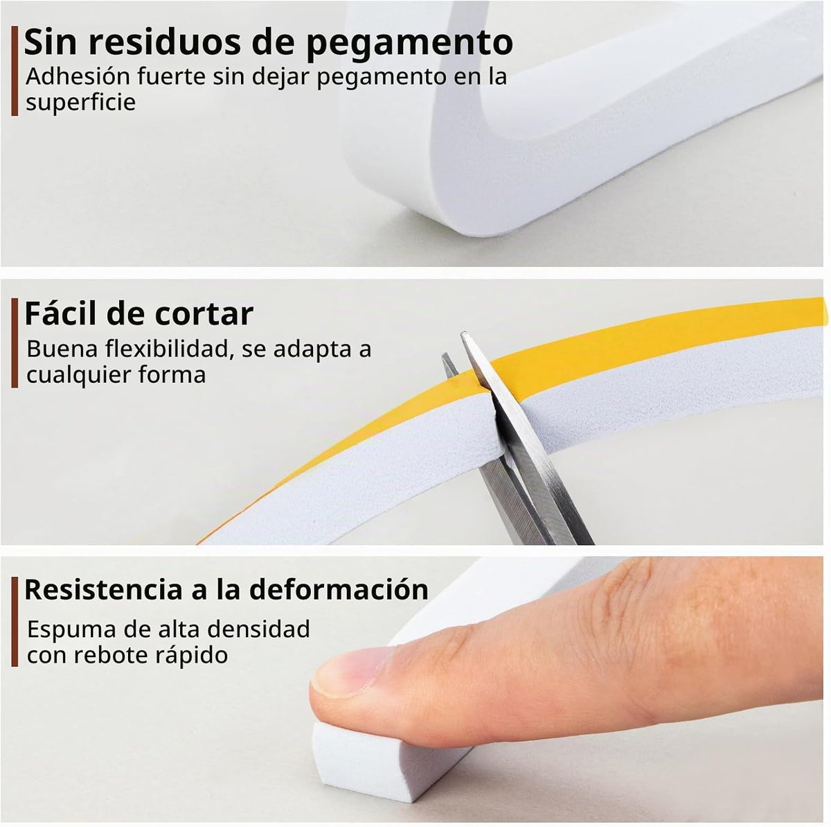 Yotache Cinta de aislamiento de espuma blanca de 1\/2" x 1\/2&#...