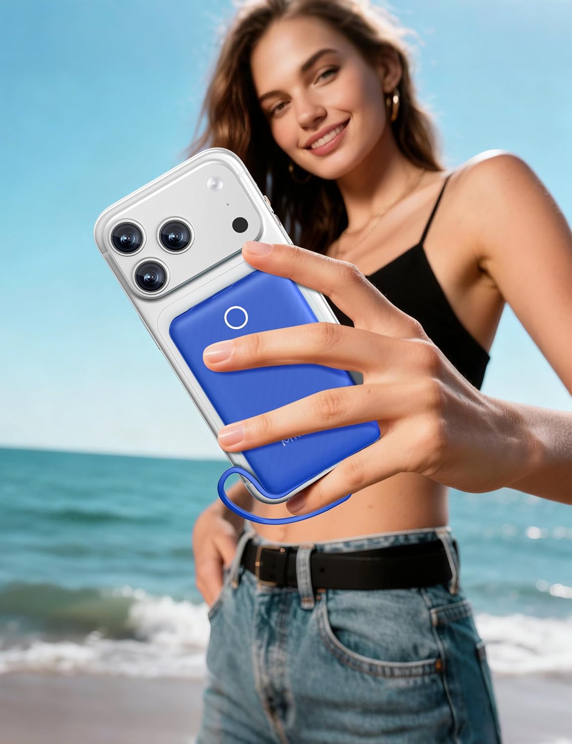 miisso 10000mAh Mini cargador portátil con cable integrado, azul os...