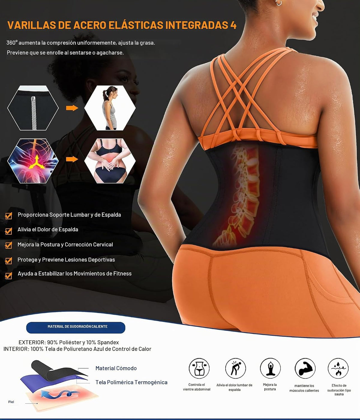 TrainingGirl Entrenador de cintura para mujer, faja reductora de su...