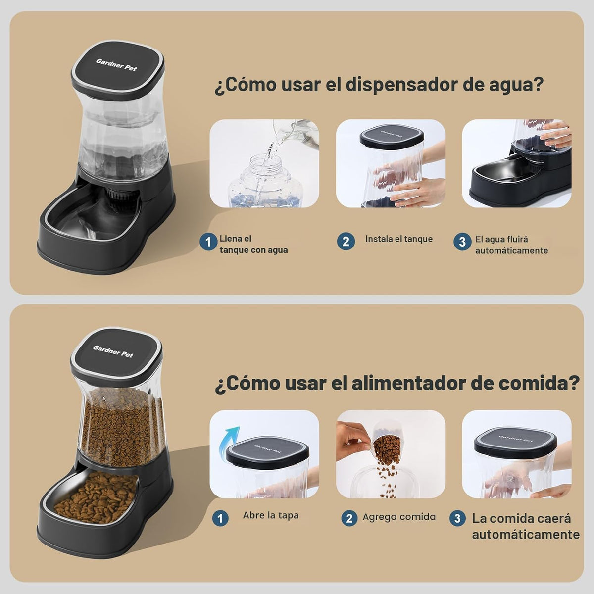 Juego de alimentador por gravedad y bebedero automático para mascot...