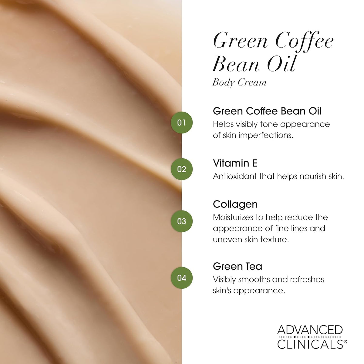 Advanced Clinicals Crema corporal termoreafirmante de grano de café...