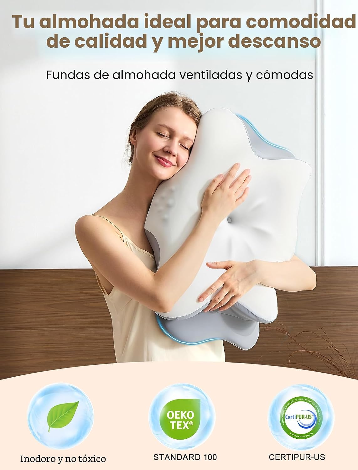 Almohada cervical para el cuello para aliviar el dolor, almohada er...