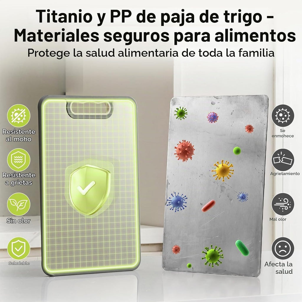 Vocvee Tabla de cortar de titanio de 2 piezas, tabla de cortar de d...